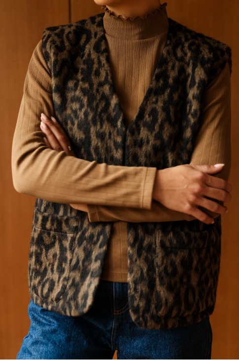 Veste sans manches Alain léopard
